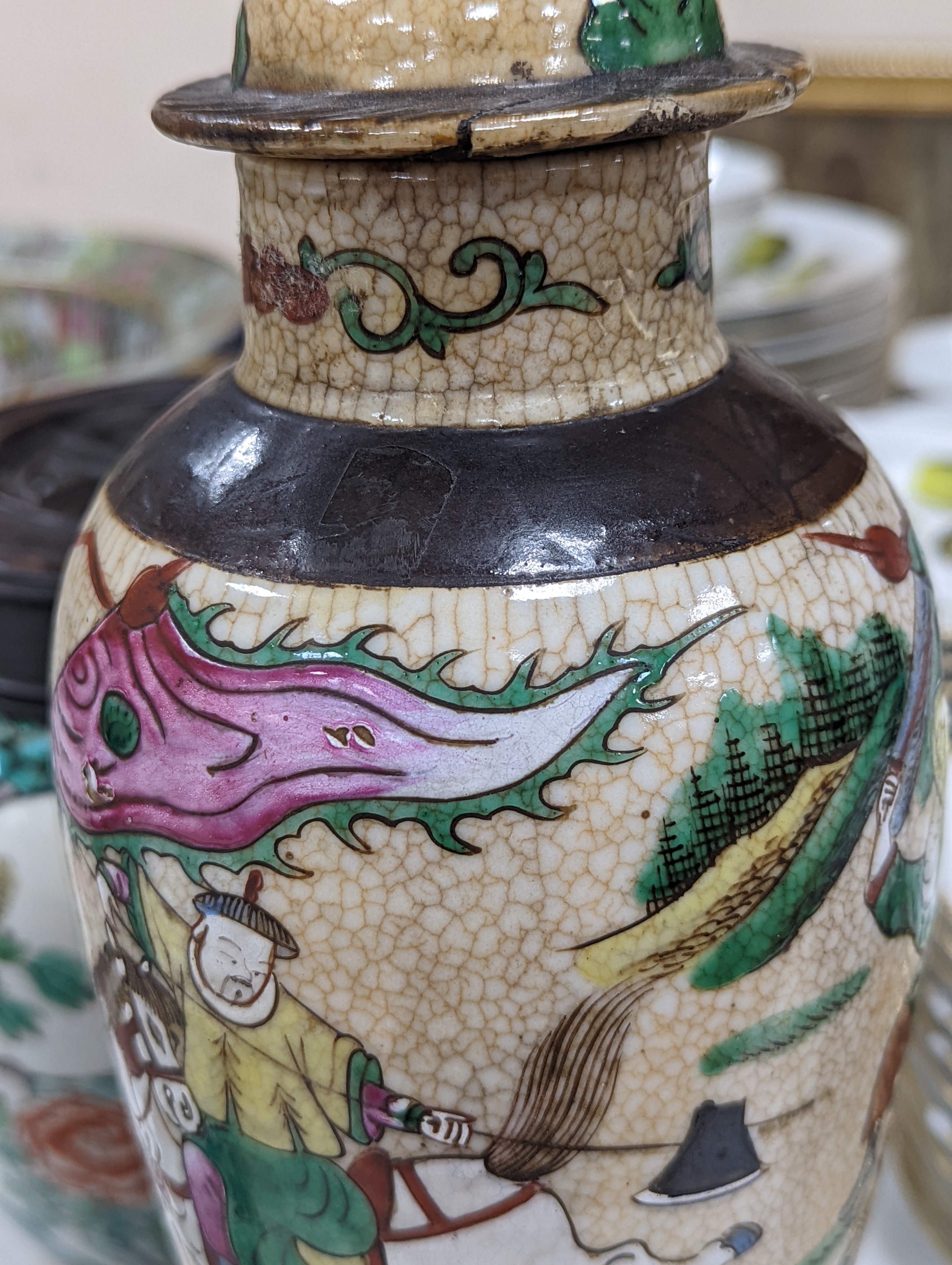 Two 19th century Chinese jars and a later doucai vase